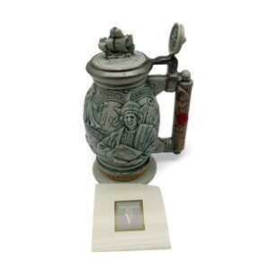 AVON Christopher Columbus New World STEIN from Brazil 1992 Hinged Lid 9.5" Tall